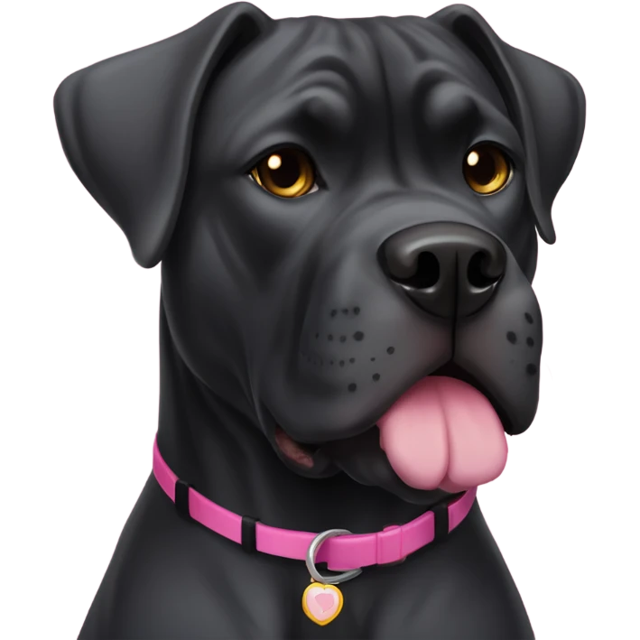  Black Cane Corso and pit mix dog with pink collar emoji