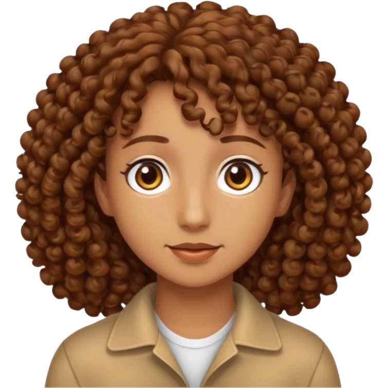 Nano con capelli ricci marroni, occhi marroni emoji