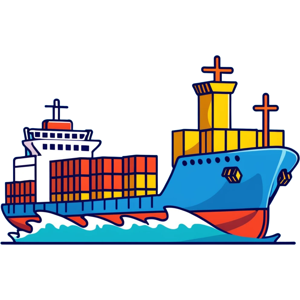 Cargo container ship in ocean emoji