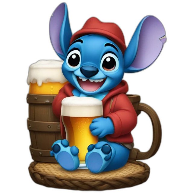 Stitch Disney buvant une bière emoji