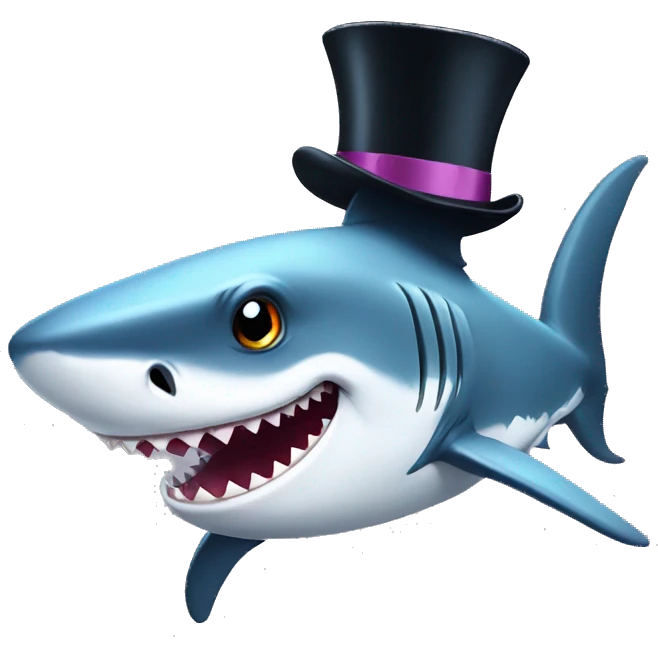Shark with a top hat emoji