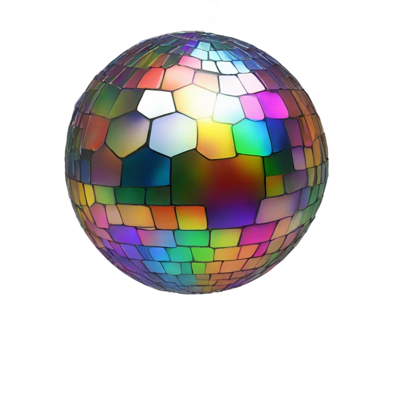 Glowing disco ball, rainbow of colors emoji