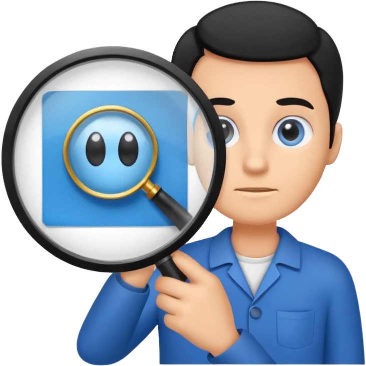 analizzando test blu foglio lente di ingrandimento emoji