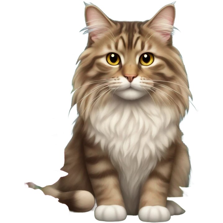 a long haired tabby with peonies ￼ emoji