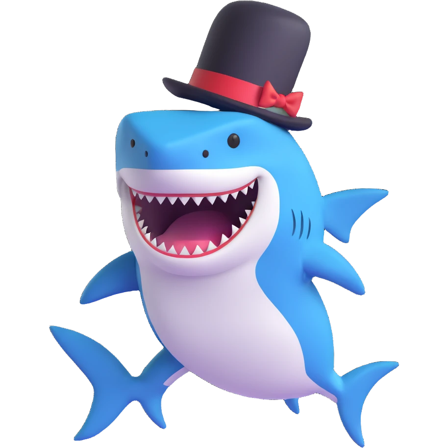 shark wearing a top hat emoji