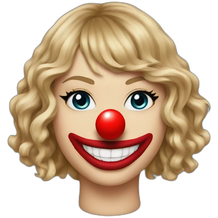 Taylor swift wearing a clown nose emoji