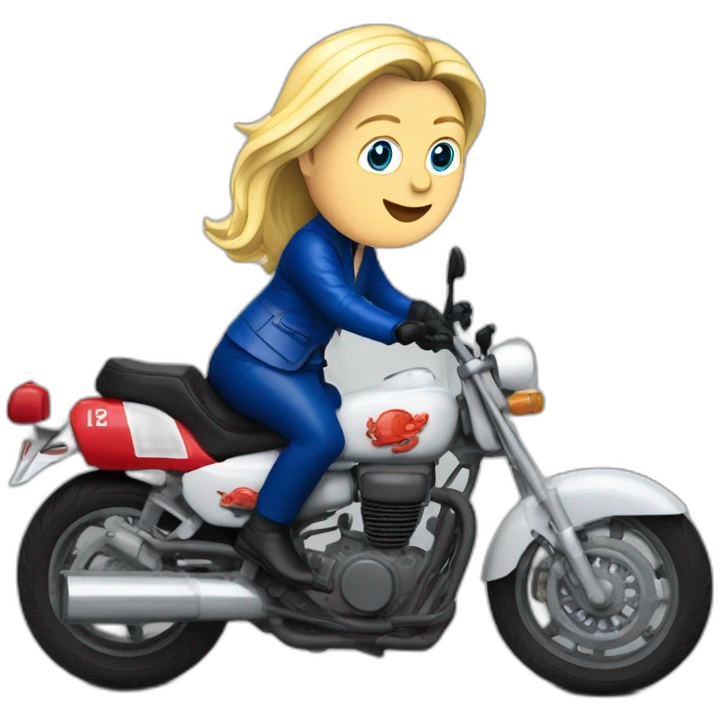 Marine le Pen sur une moto emoji