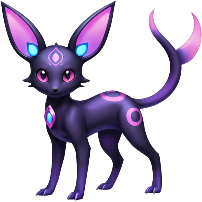 Shiny Ethereal Celestial Futuristic Modern Cyber-Salandit-Umbreon-Espeon-Hybrid (Full body) emoji