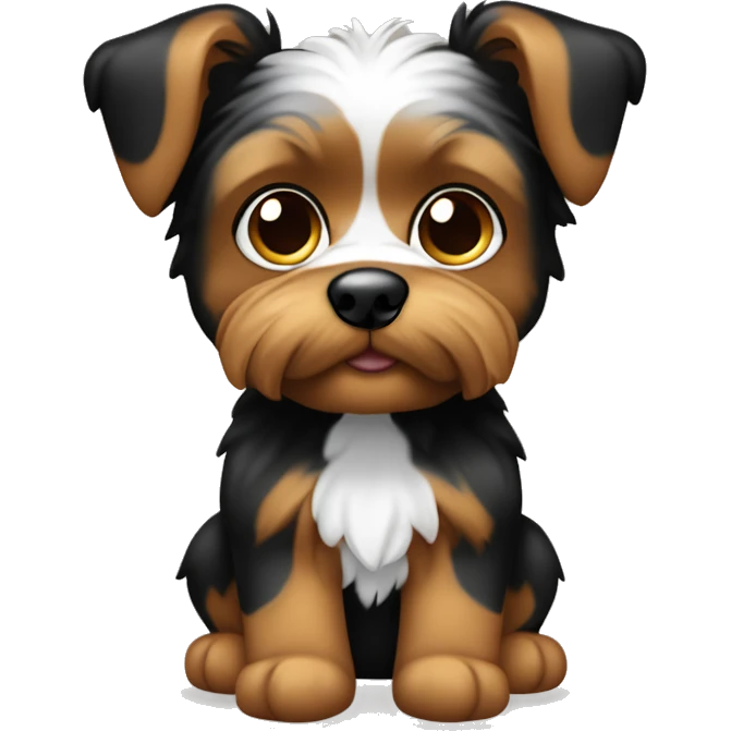 cachorro yorkshire com orelhas para cima caramelo branco e preto emoji