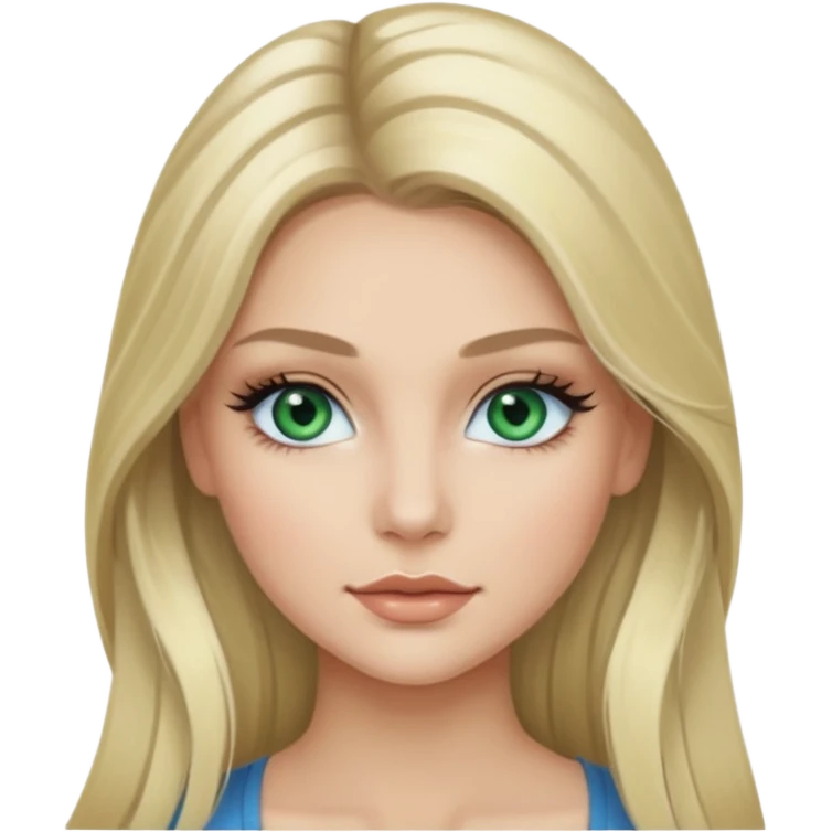 Blonde balayage long hair White young women with blue-gray-green eyes Long lashes and make Up  emoji