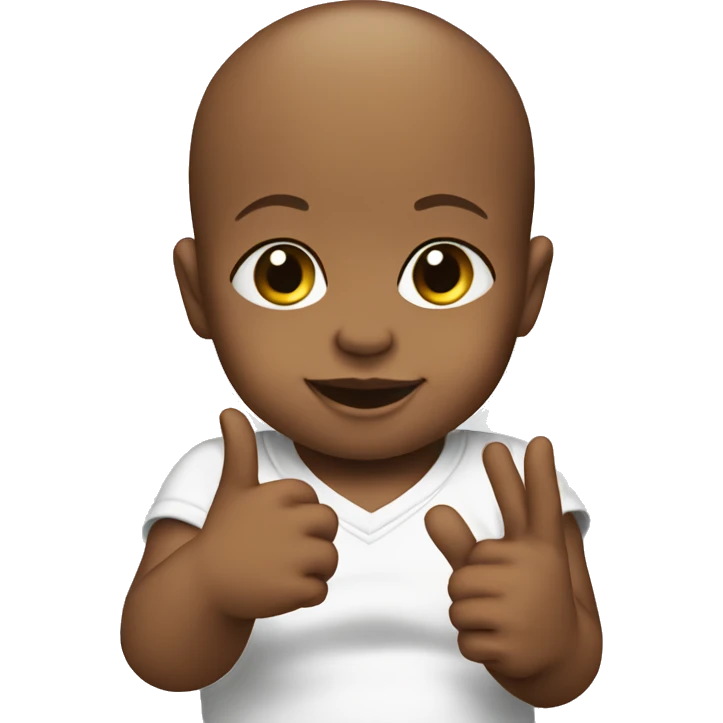 Baby doing peace sign emoji