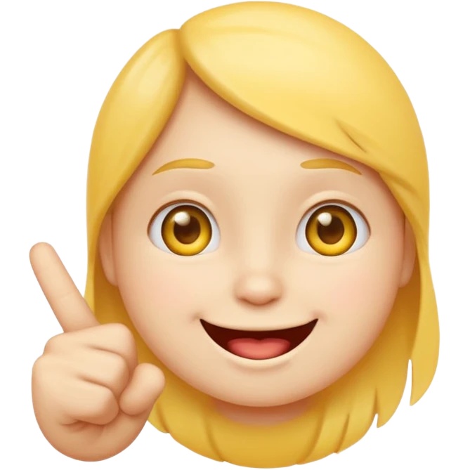 cute and sweet emoji with a yellow round face, smiling eyes, humorous and playful expression, showing middle finger gesture emoji