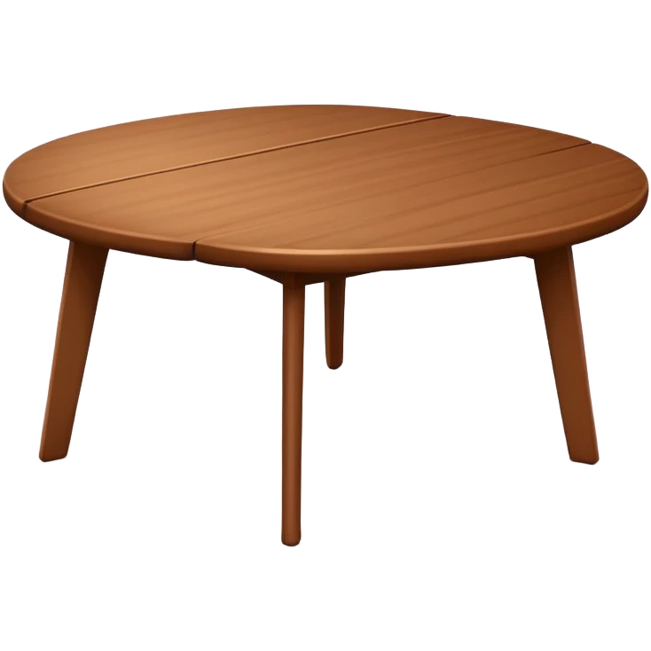 A simple, angled wooden table matching the same style and perspective as the ‘🪑’ chair emoji, with warm medium-brown color, minimal shading, rounded edges, clean lines, slightly 3D, white background. emoji