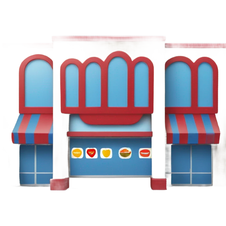 Blue and red supermarket building emoji