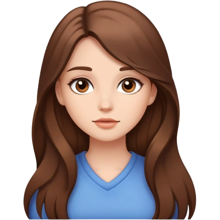 brown long hair girl with soft makeup emoji