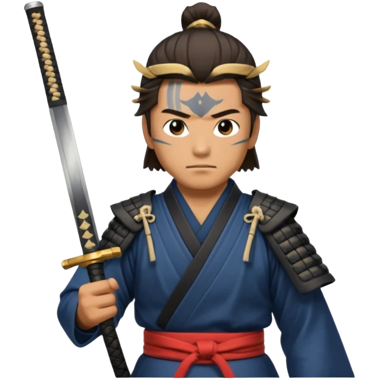 man samurai holds katana, still pose. emoji