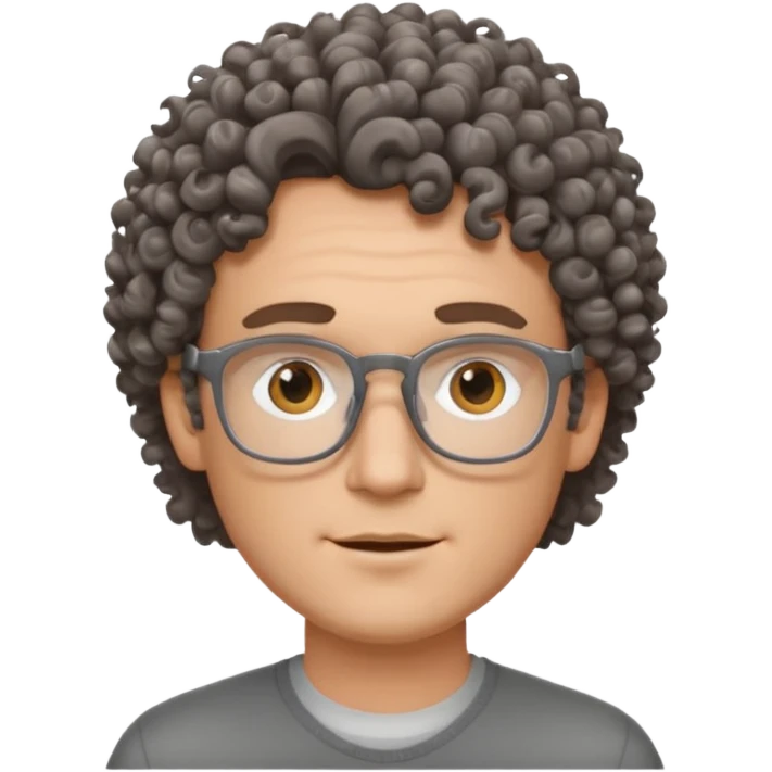 homme blanc avec cheveux brun frisés et lunettes grise emoji