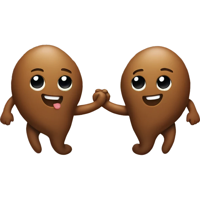 Two poop emojis holding hands emoji