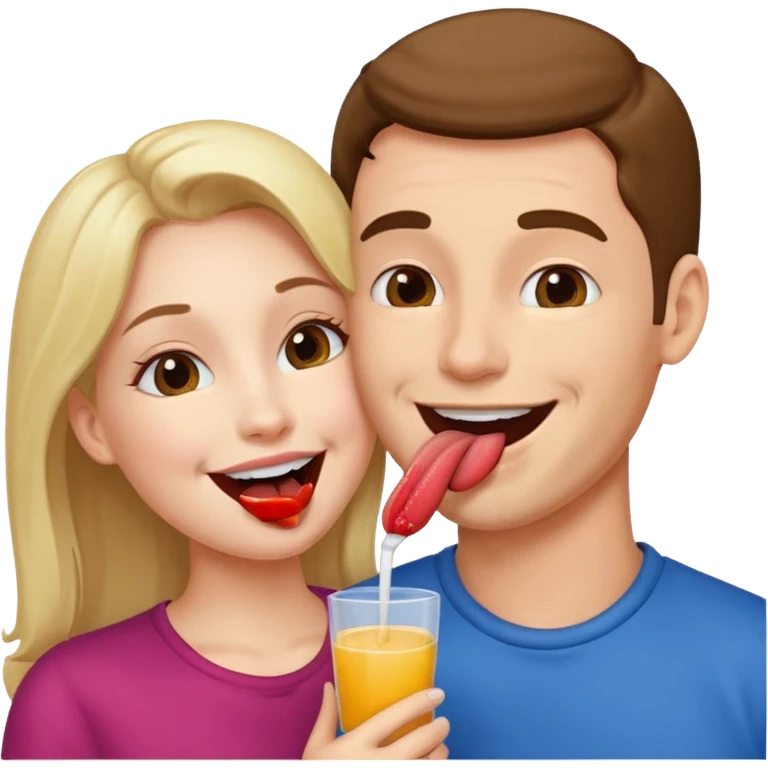 A woman licking a man happily emoji