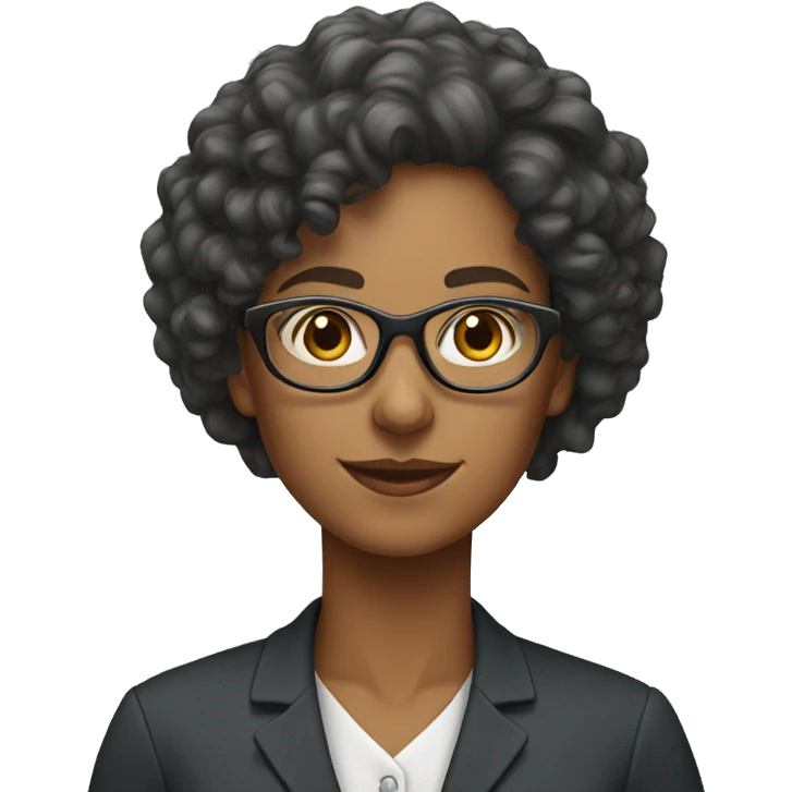 woman teacher of English with curly hair and glasses  emoji