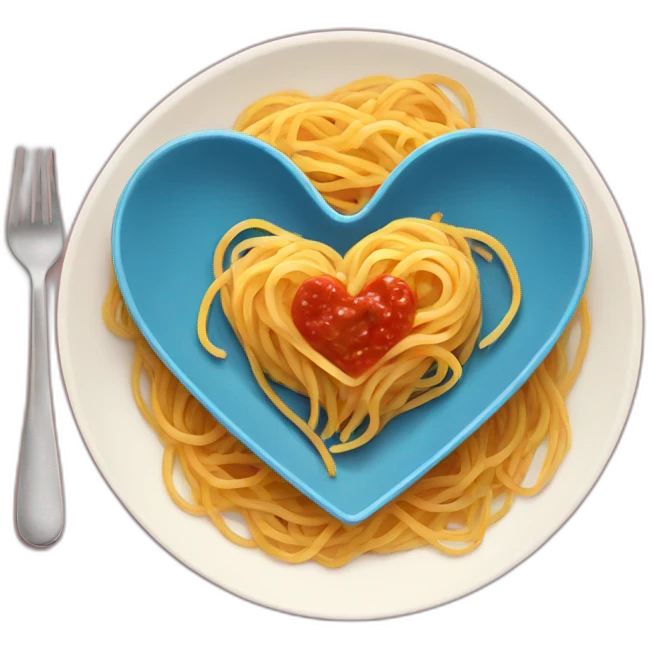Spaghetti with sauce on heart shape plate emoji