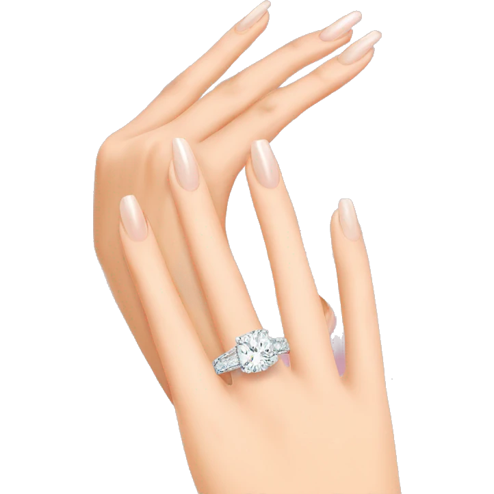 womans hand with a super expensive ring on the ring finger emoji