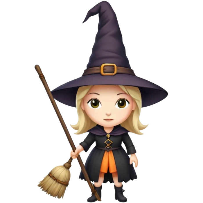 witch with pointed hat and broom emoji