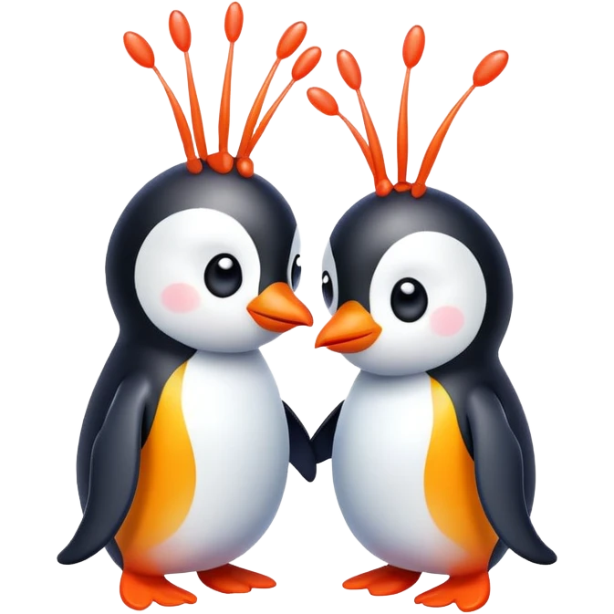 Penguin hi five shrimp  emoji