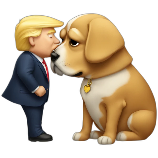 trump kissing a dog emoji