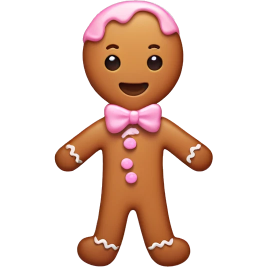 cute gingerbread man, with pastel pink frosting emoji