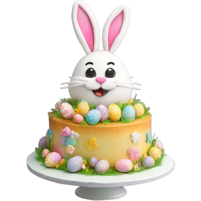 beautifully decorated 2 tier Easter bunny cake emoji