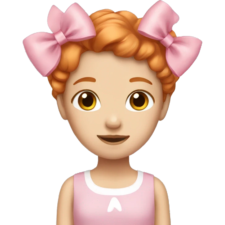 girl with ginger hair and two pink bows emoji