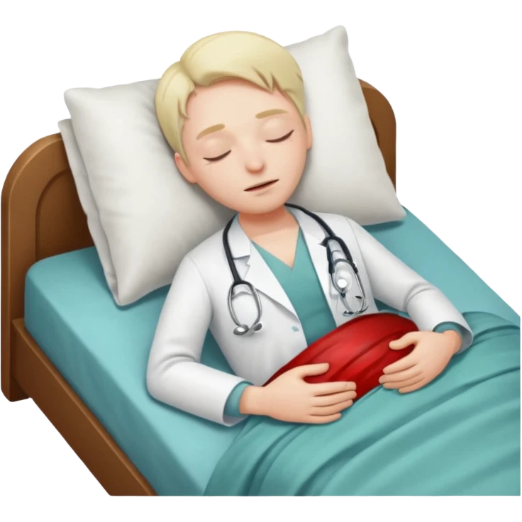 docctor on bed with blood closed eyes emoji