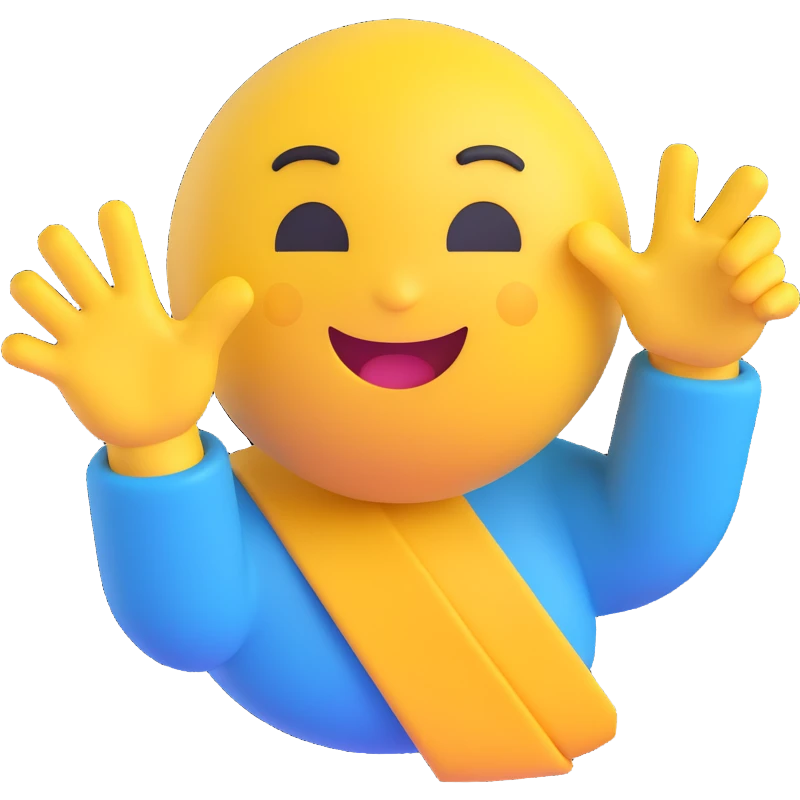 A classic yellow round emoji-style face using both hands to point at itself, with a proud or playful expression. The gesture clearly means "me" or "myself". Simple cartoon style on a clean background emoji