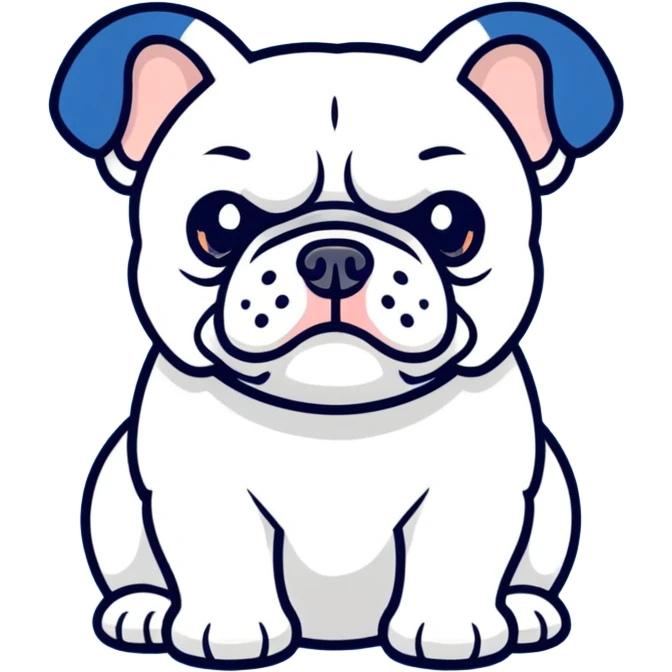 mini bulldog, blue and white emoji