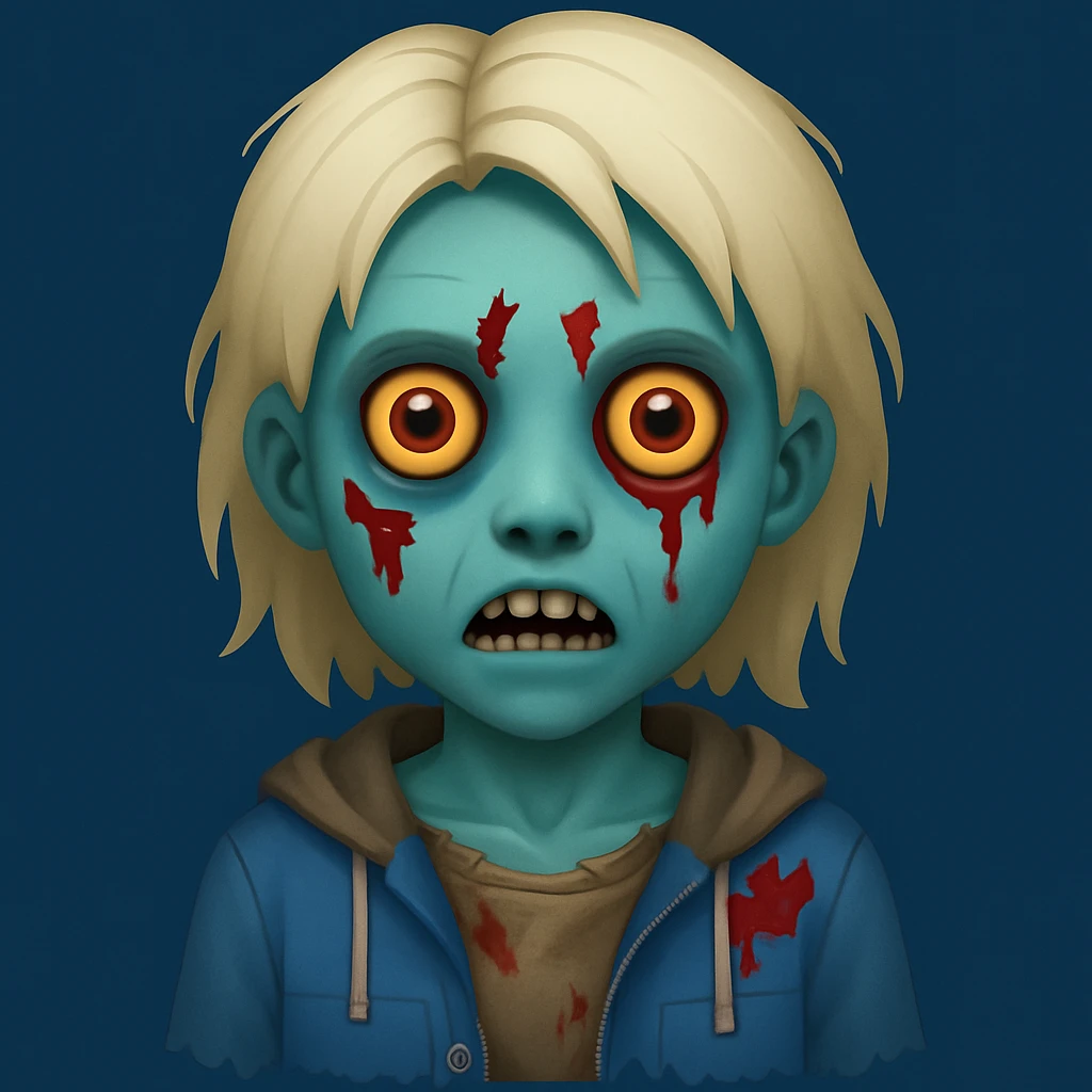 zombie girl emoji in blue emoji