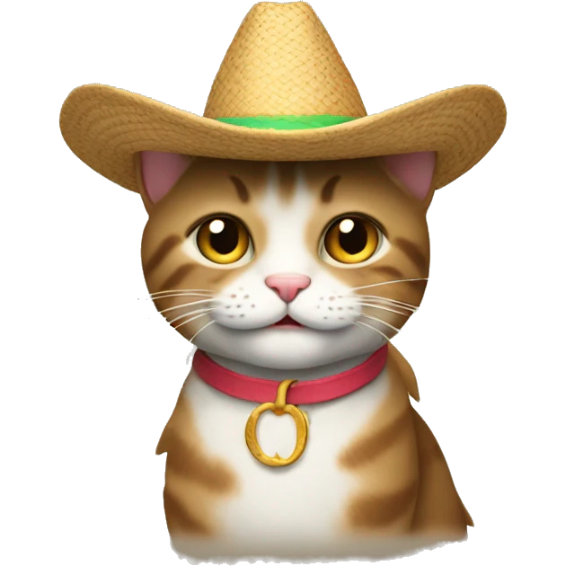 Un gato con un sombrero de cumpleaños emoji