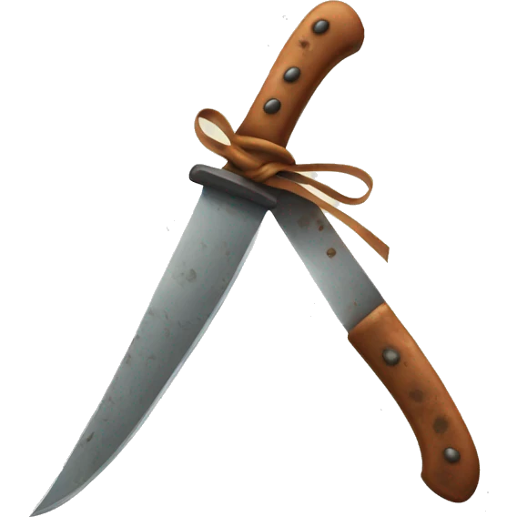 Rusty knife with a bow tied around it emoji