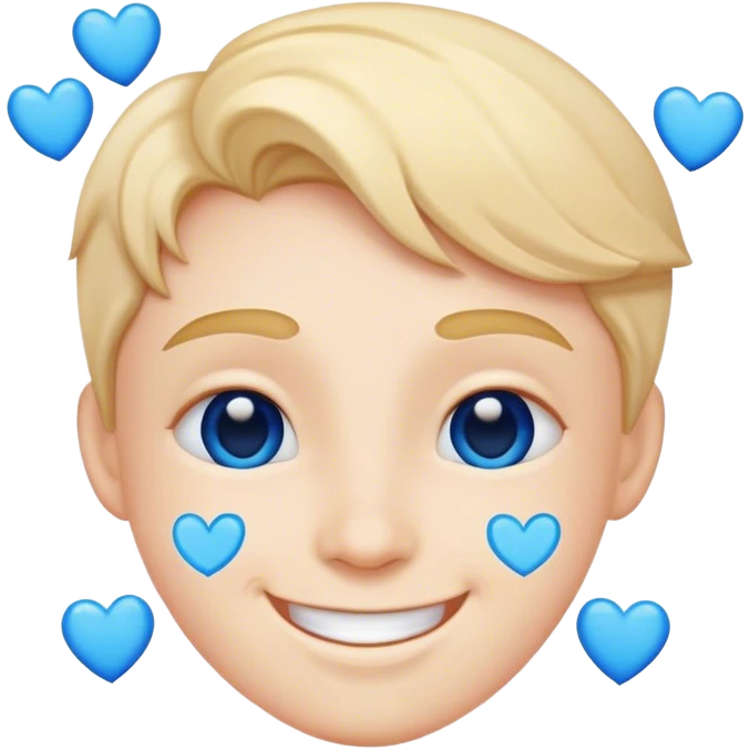 A happy face with blue hearts  emoji