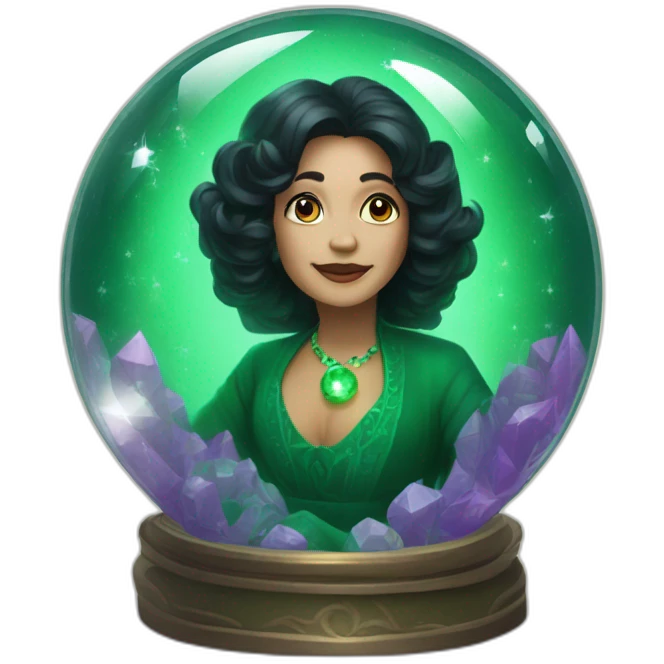 Madam Leota in a green floating Crystal ball emoji
