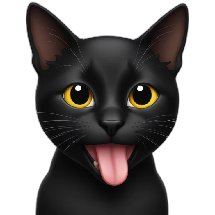 all-black cat with tongue sticking out emoji