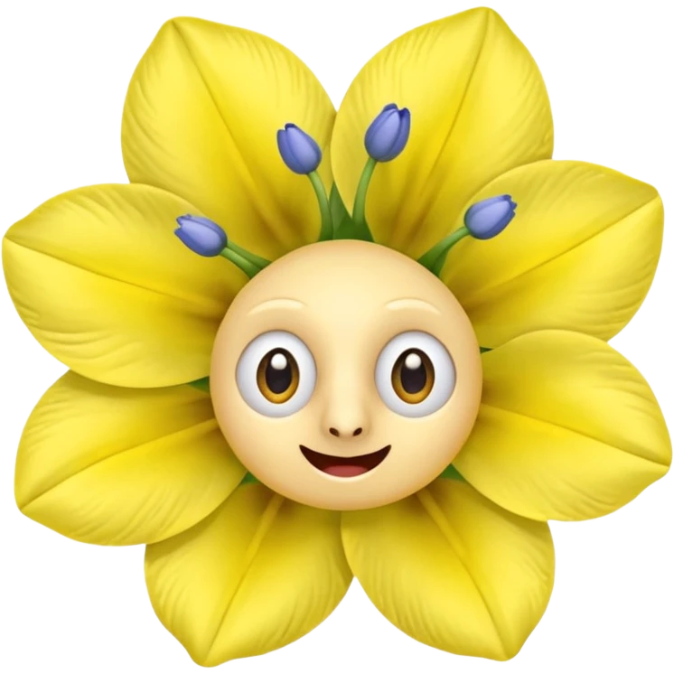 five leaved yellow anemone eyes mouth emoji