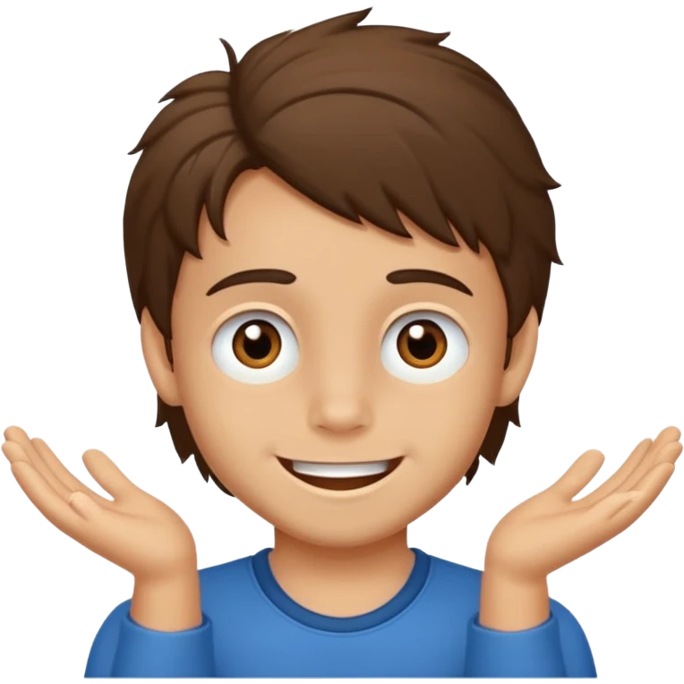 Un niño con forma de cara un poco estirada piel un poco morena y hombre emoji