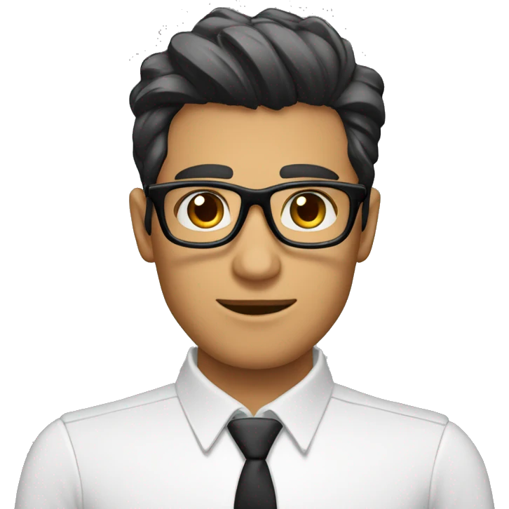hombre moreno con gafas cabello negro ojos cafe emoji