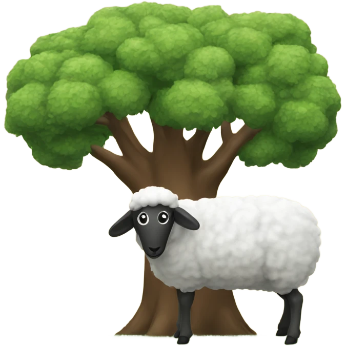 a sheep eats under a tree emoji