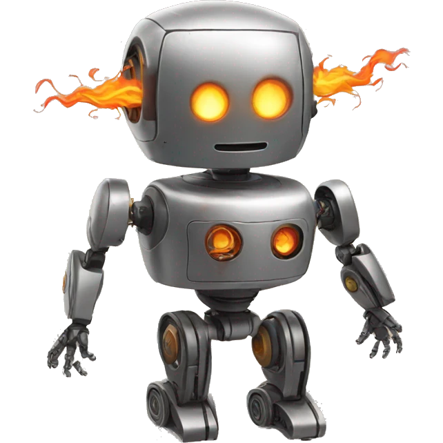 the robot is on fire design emoji