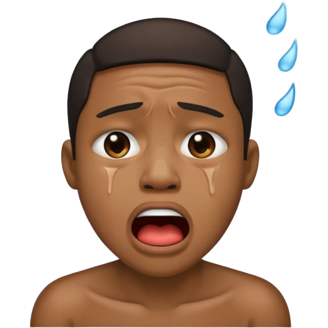 Black person crying with moutj wide open frowning emoji
