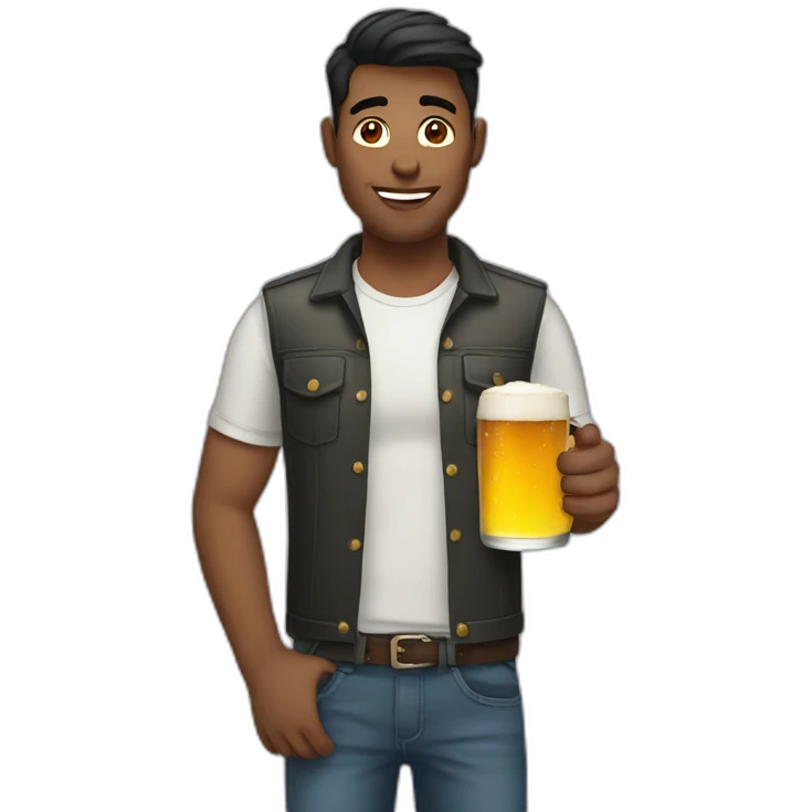 Gay male holding a beer emoji