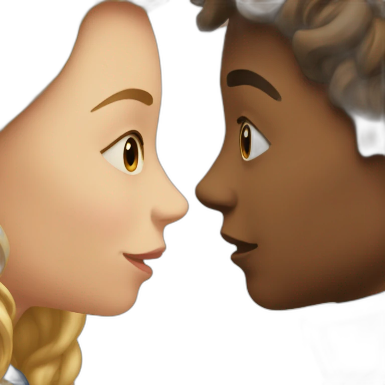 a girl and a boy touch their noses emoji
