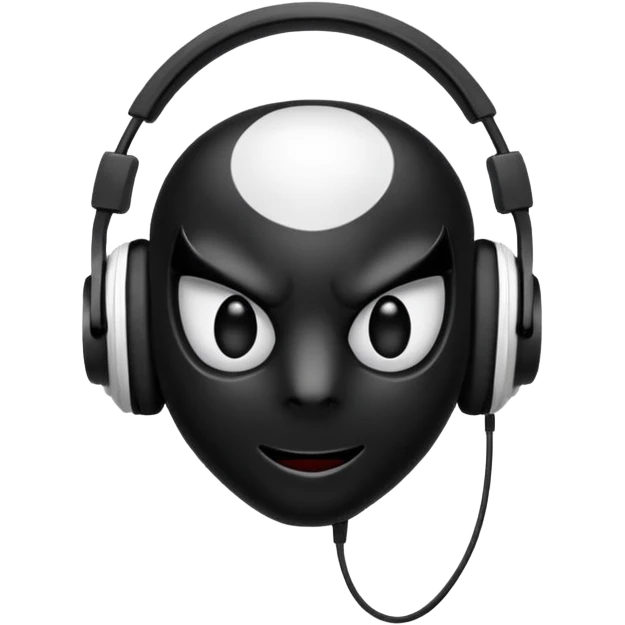The black spider emoji but with white headphones emoji